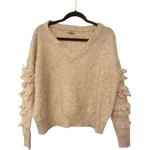 Cato’s cozy sand color fringed sweater size XL.